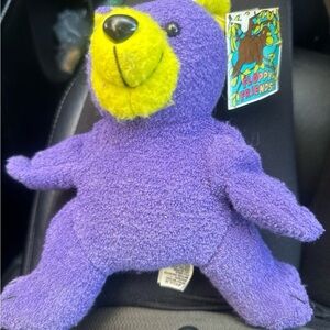 Vintage Floppy Friends Purple and Yellow Plush Bear